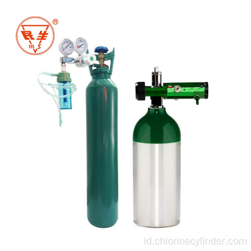Tabung gas oksigen 40L tanpa batas yang kosong dengan regulator